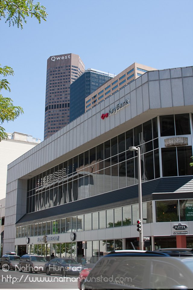 The Qwest building behind Key Bank in downtown Denver, CO